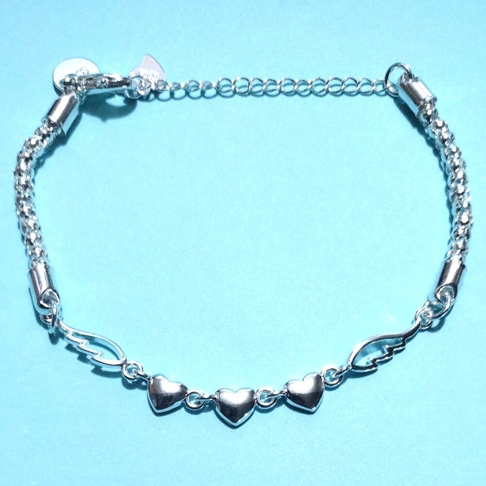 Heart Wings Angel Love Bracelet Sterling Silver 925 Birthday Christmas Gift NEW!